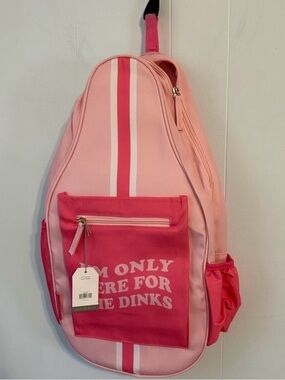 Pink Pickleball Paddle Backpack without strap. ‘I'm Only Here For The Dinks'